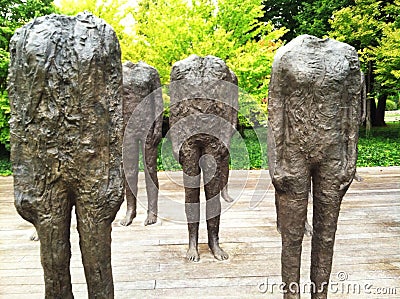 Magdalena Abakanowiczâ€™s Standing Figures at the Nelson-Atkins Museum of Art Editorial Stock Photo